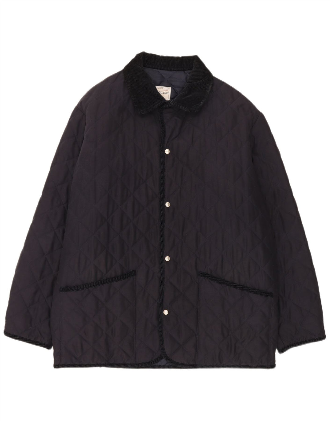 Old England Mens Quilted Jacket UK 42 XL Navy Blue Polyester
