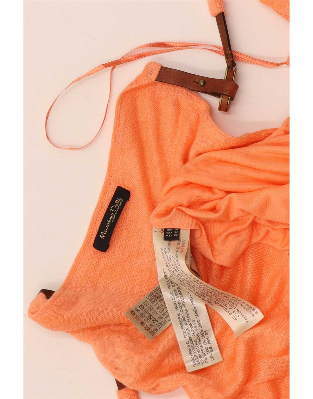 Massimo Dutti Womens Sheath Dress UK 12 Medium Orange Flecked Linen
