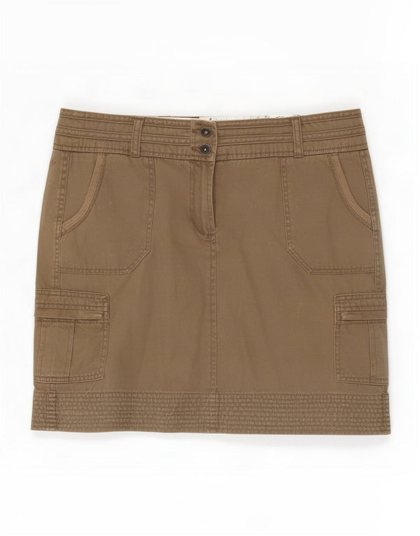 Fat Face Womens Mini Cargo Skirt UK 12 Medium W36 Khaki Cotton