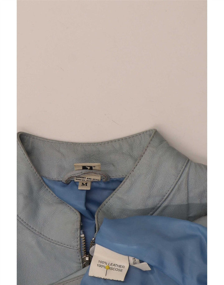 Vintage Womens Leather Jacket UK 14 Medium Blue Leather