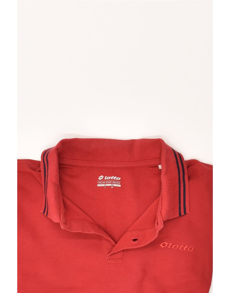 LOTTO Mens Long Sleeve Polo Shirt Large Red Cotton | Vintage Lotto | Thrift | Second-Hand Lotto | Used Clothing | Messina Hembry 