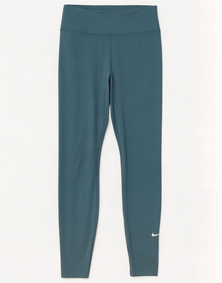 Nike Womens Dri Fit Leggings UK 8 Small Blue Polyester