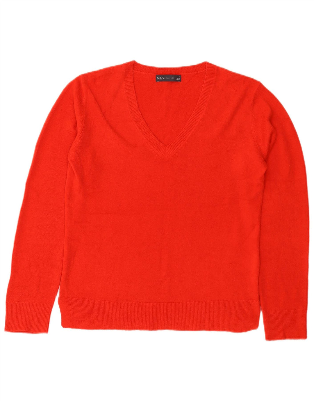Marks & Spencer Womens V-Neck Jumper Sweater UK 10 Small  Red Acrylic
