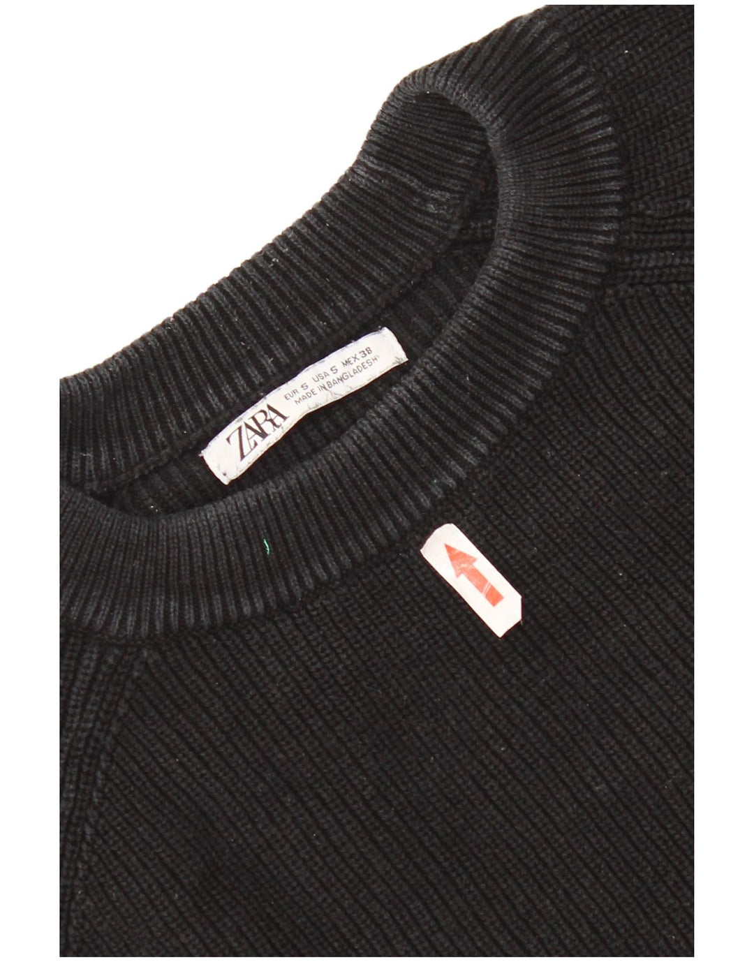 Zara Mens Crew Neck Jumper Sweater Small Black Cotton