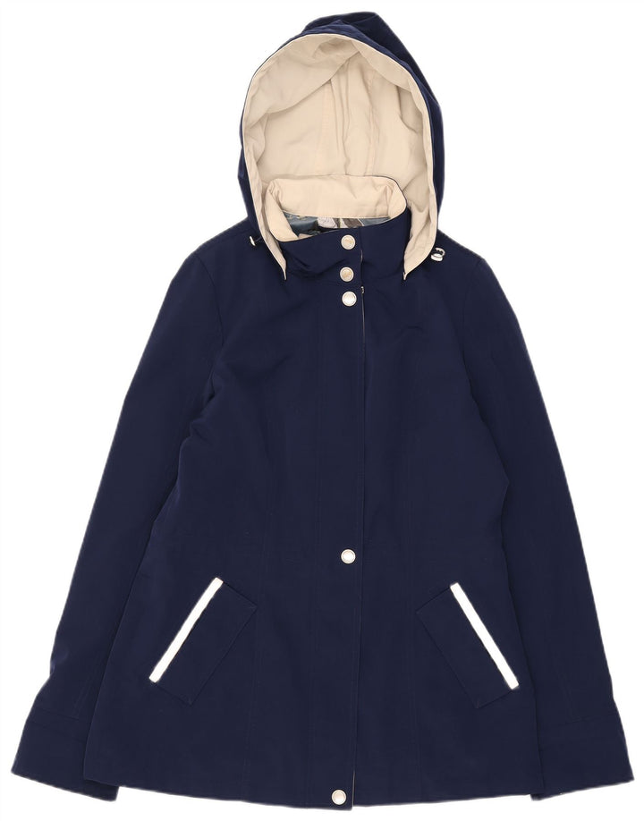 Nautica Womens Hooded Windbreaker Jacket UK 14 Medium Navy Blue Polyester