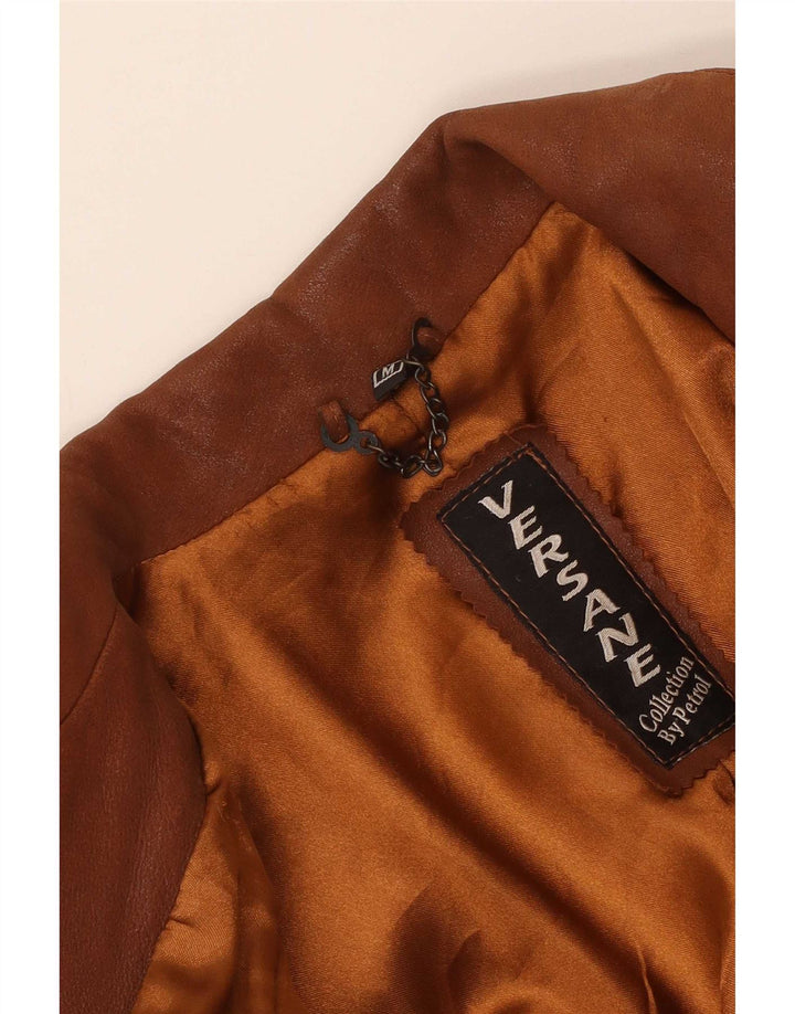 Vintage Womens Leather Coat UK 12 Medium Brown