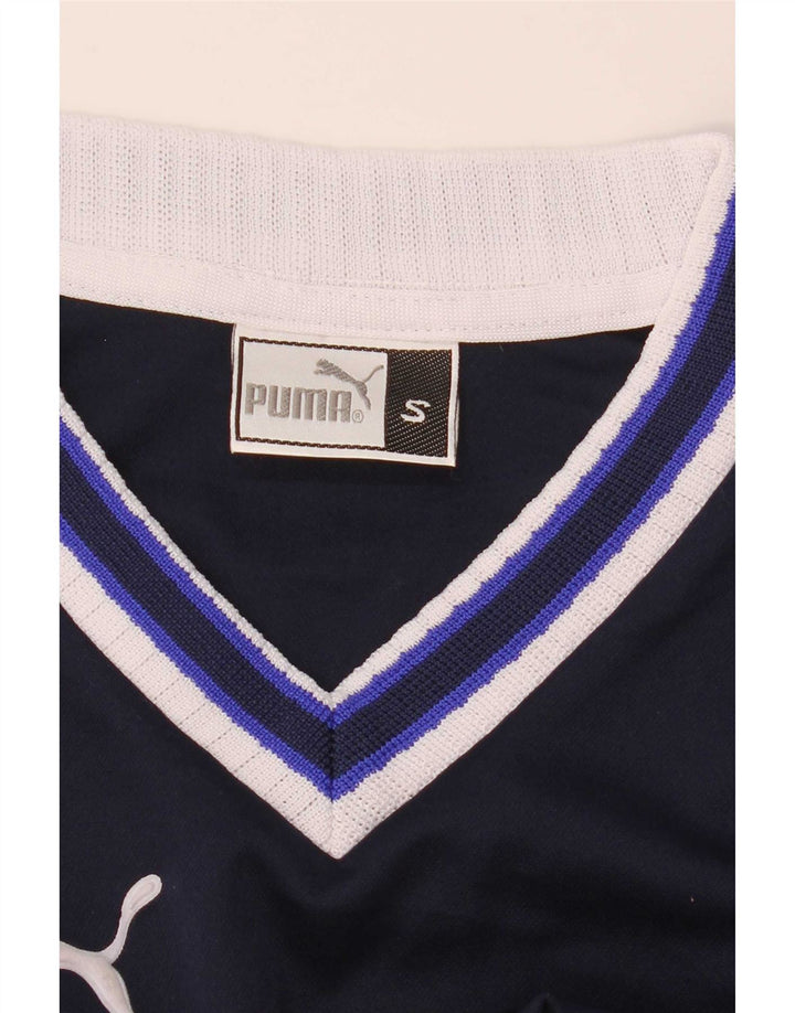 Puma Mens Graphic T-Shirt Top Small Navy Blue Colourblock Polyester