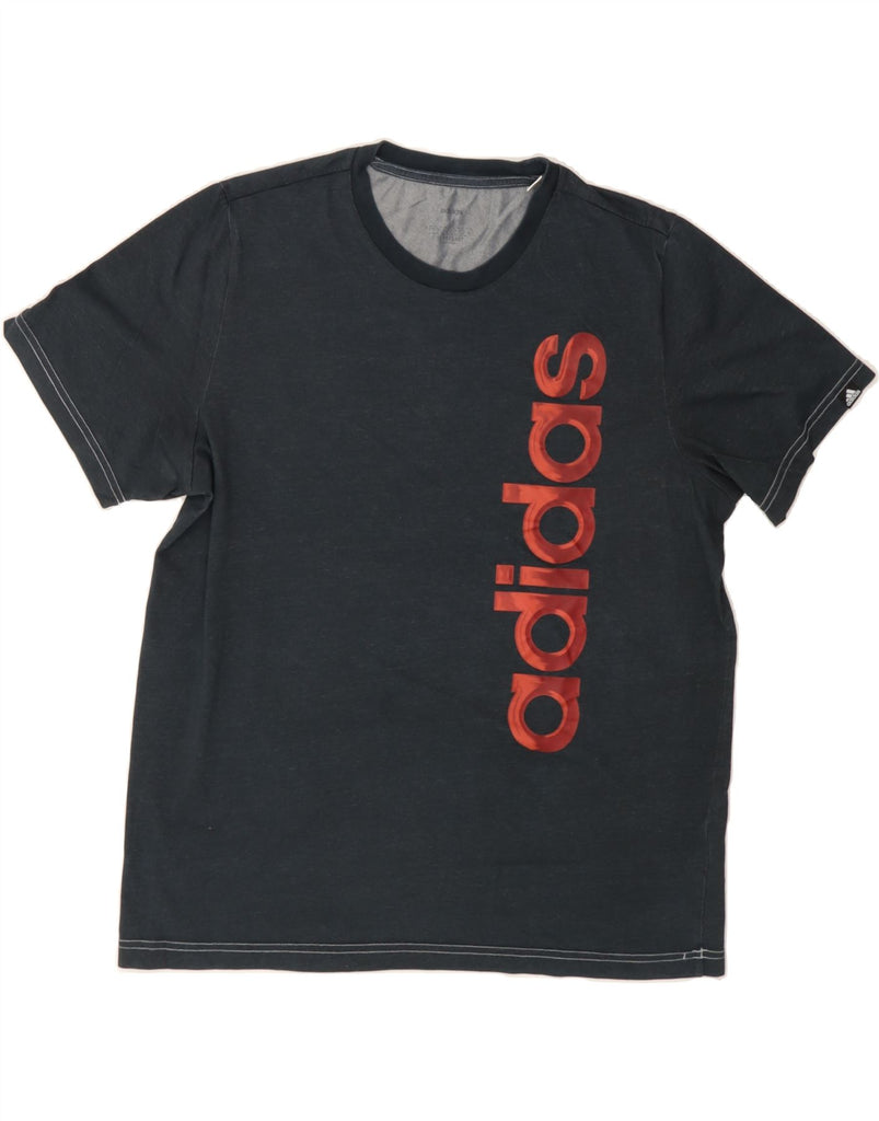 ADIDAS Mens Aeroready Graphic T-Shirt Top Large Black Cotton Vintage Adidas and Second-Hand Adidas from Messina Hembry 