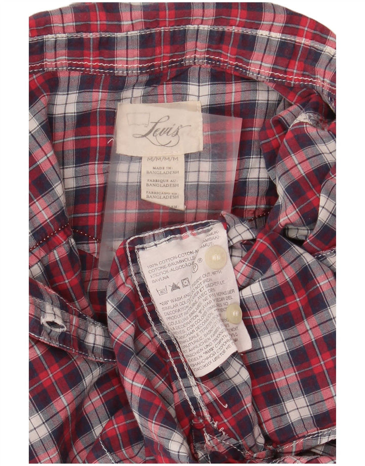 Levi's Womens Shirt UK 14 Medium Red Check Cotton