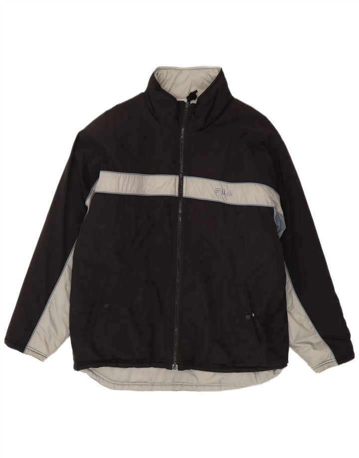 Fila Mens Reversible Padded Jacket IT 50 Large Black Colourblock Polyester