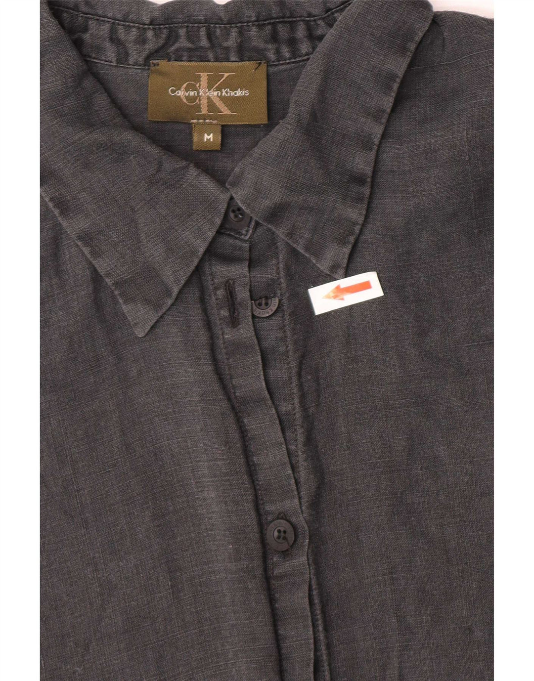 Calvin Klein Womens Khakis Shirt UK 12 Medium Grey Linen