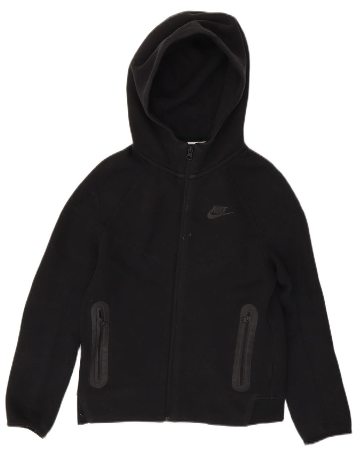 Nike Boys Zip Hoodie Sweater 10-11 Years Medium Black Cotton