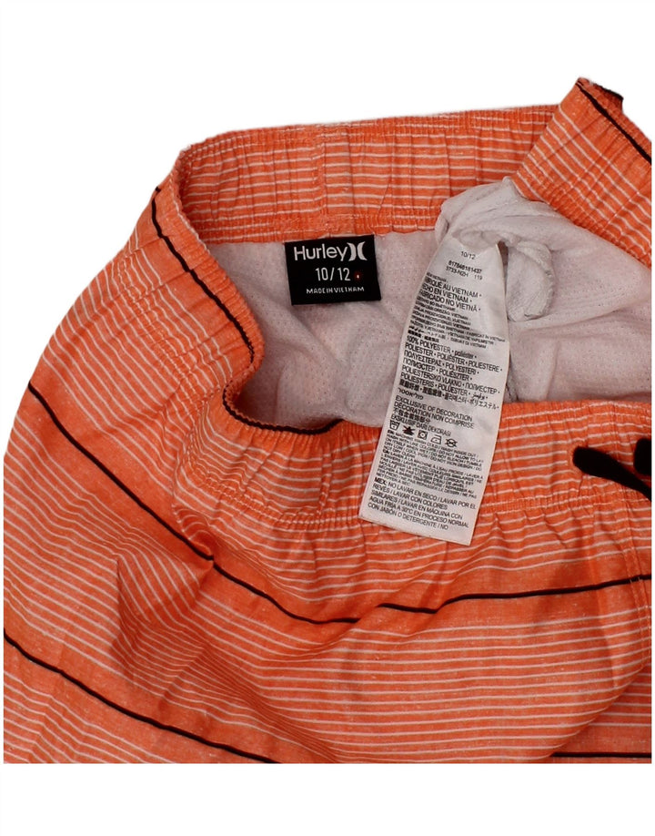 HURLEY Boys Swimming Shorts 10-11 Years  Orange Striped Polyester