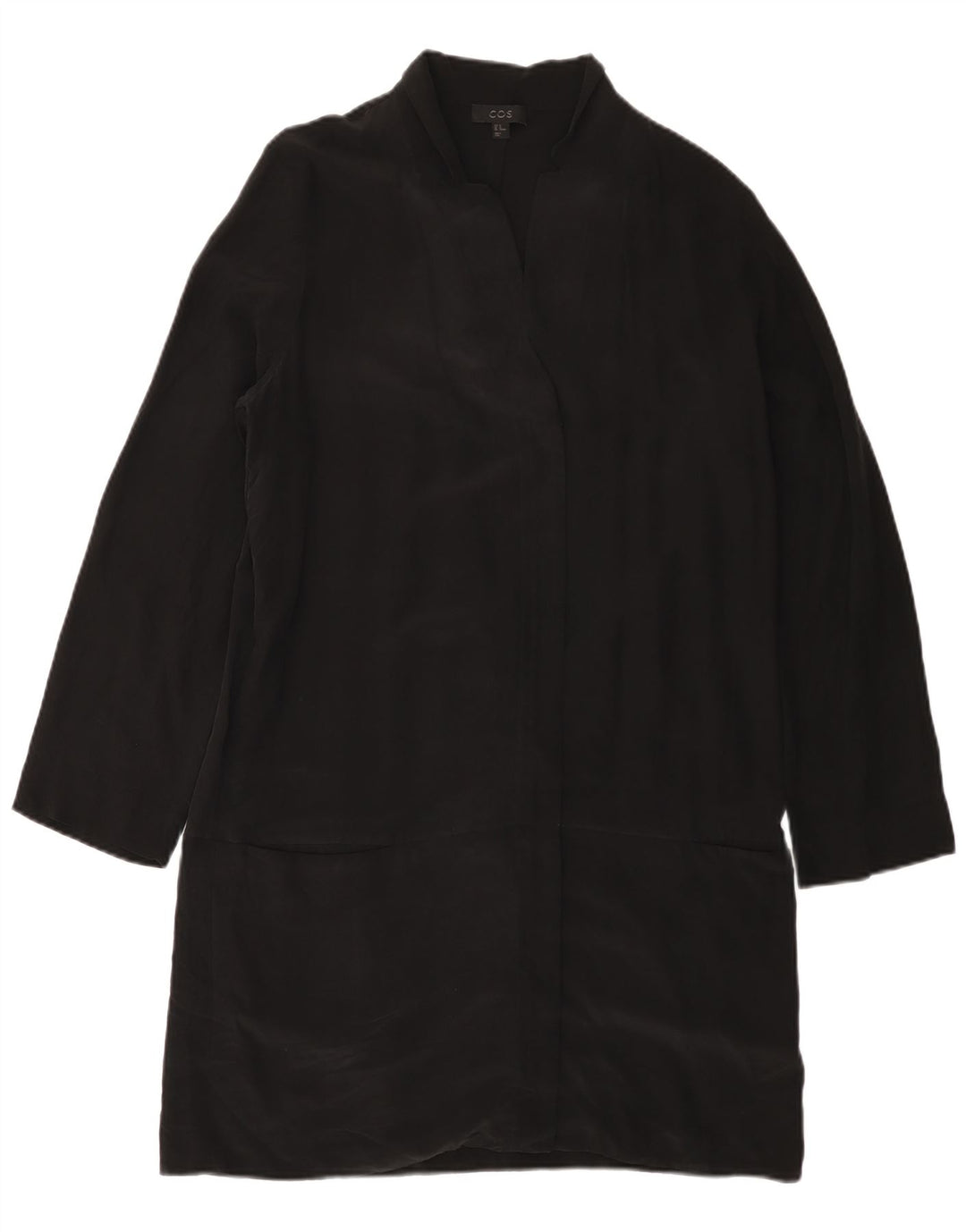 Cos Womens Long Sleeve Shift Dress EU 42 Large Black Silk