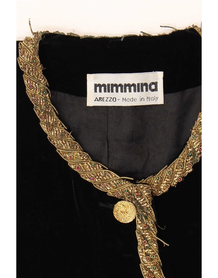 MIMMINA Womens Crop 5 Button Blazer Jacket UK 12 Medium Black
