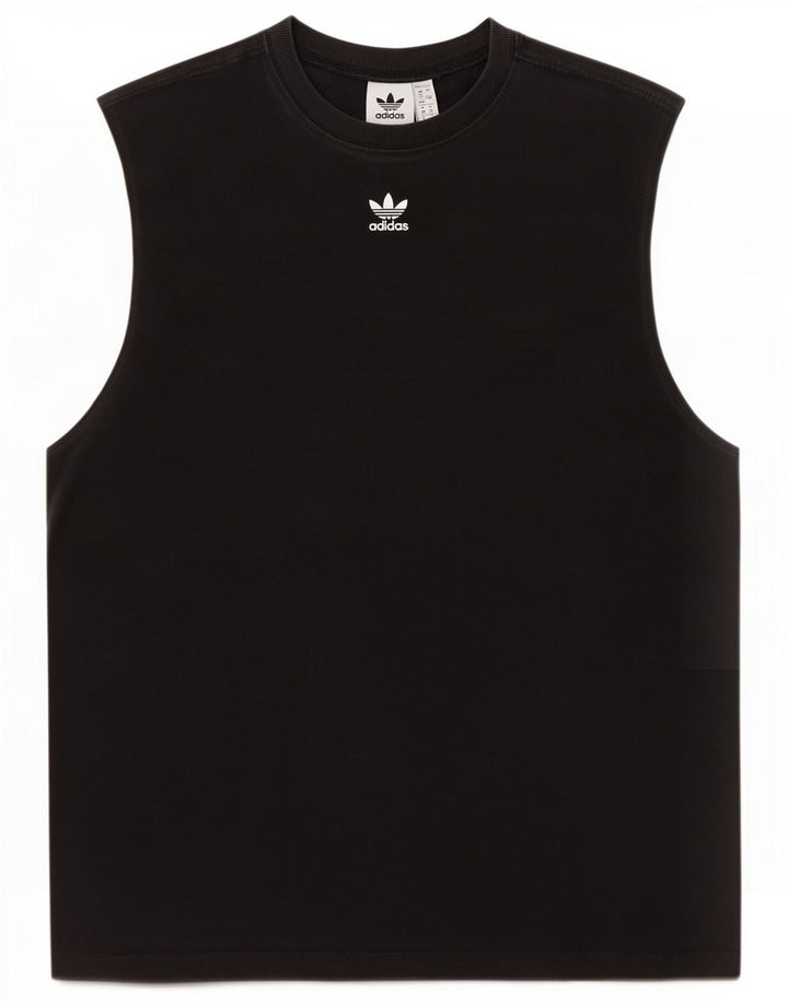 Adidas Womens Vest Top UK 12 Medium Black Cotton