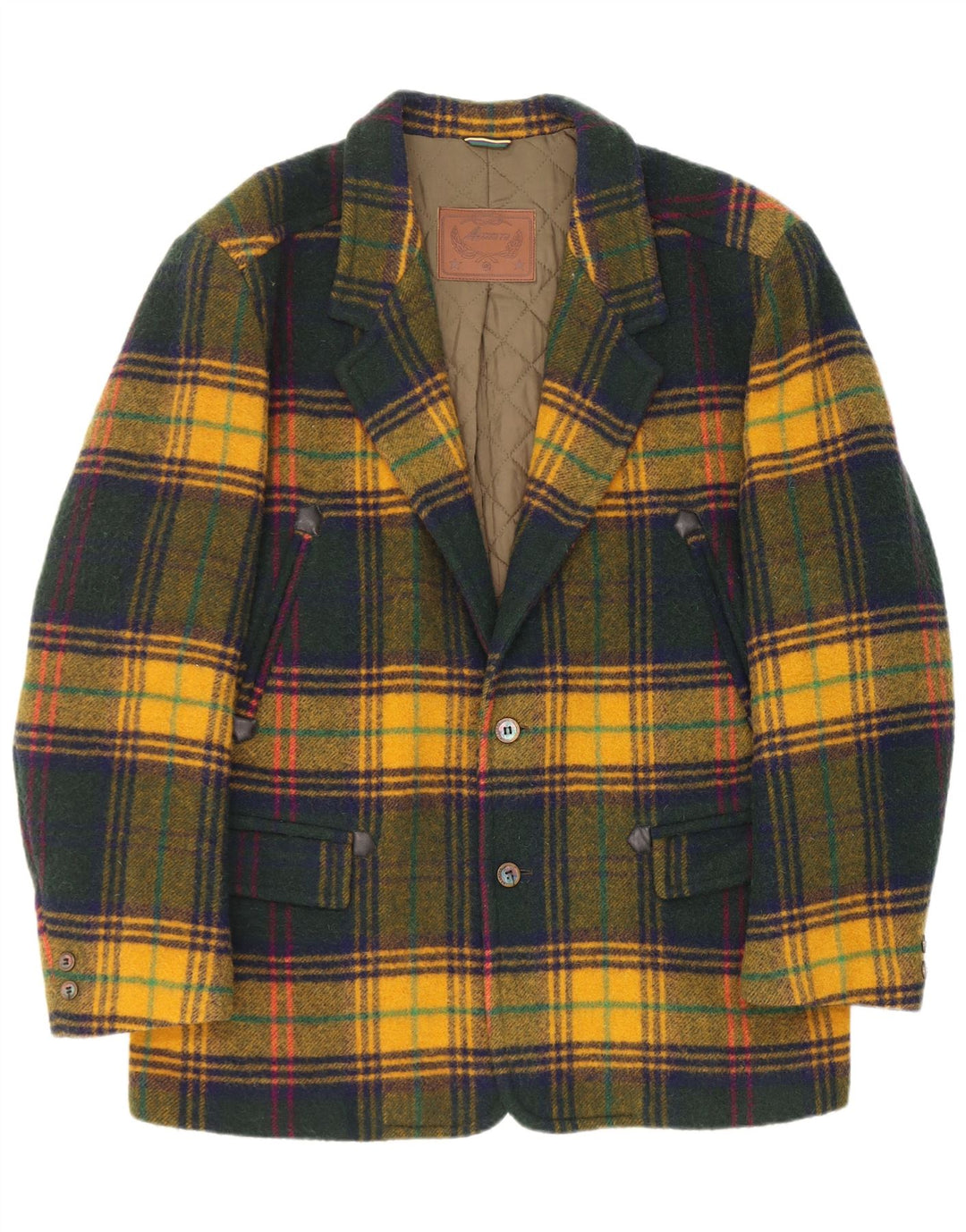 Azzurra Mens 2 Button Blazer Jacket IT 52 XL Green Check Virgin Wool