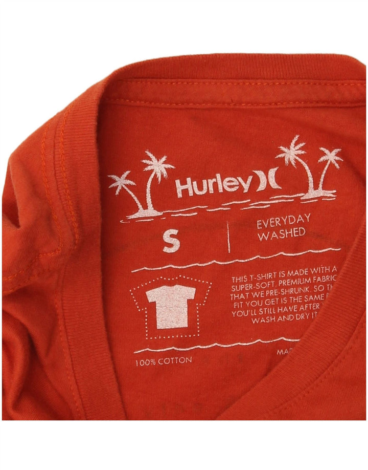 HURLEY Mens Graphic T-Shirt Top Small Orange Cotton