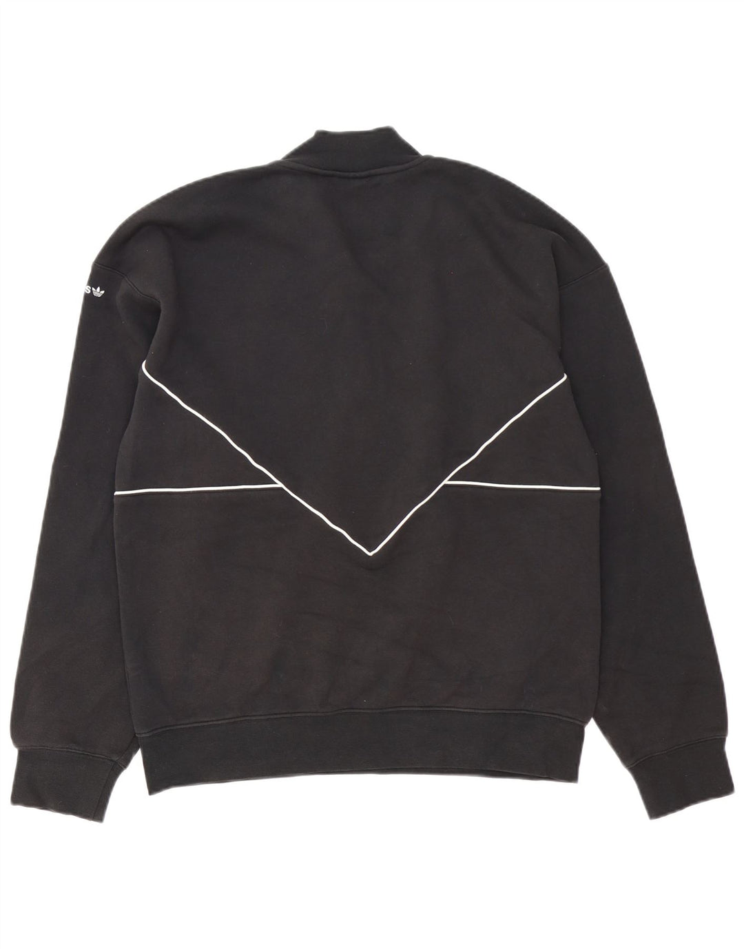 Adidas Mens Zip Neck Sweatshirt Jumper Medium Black Cotton