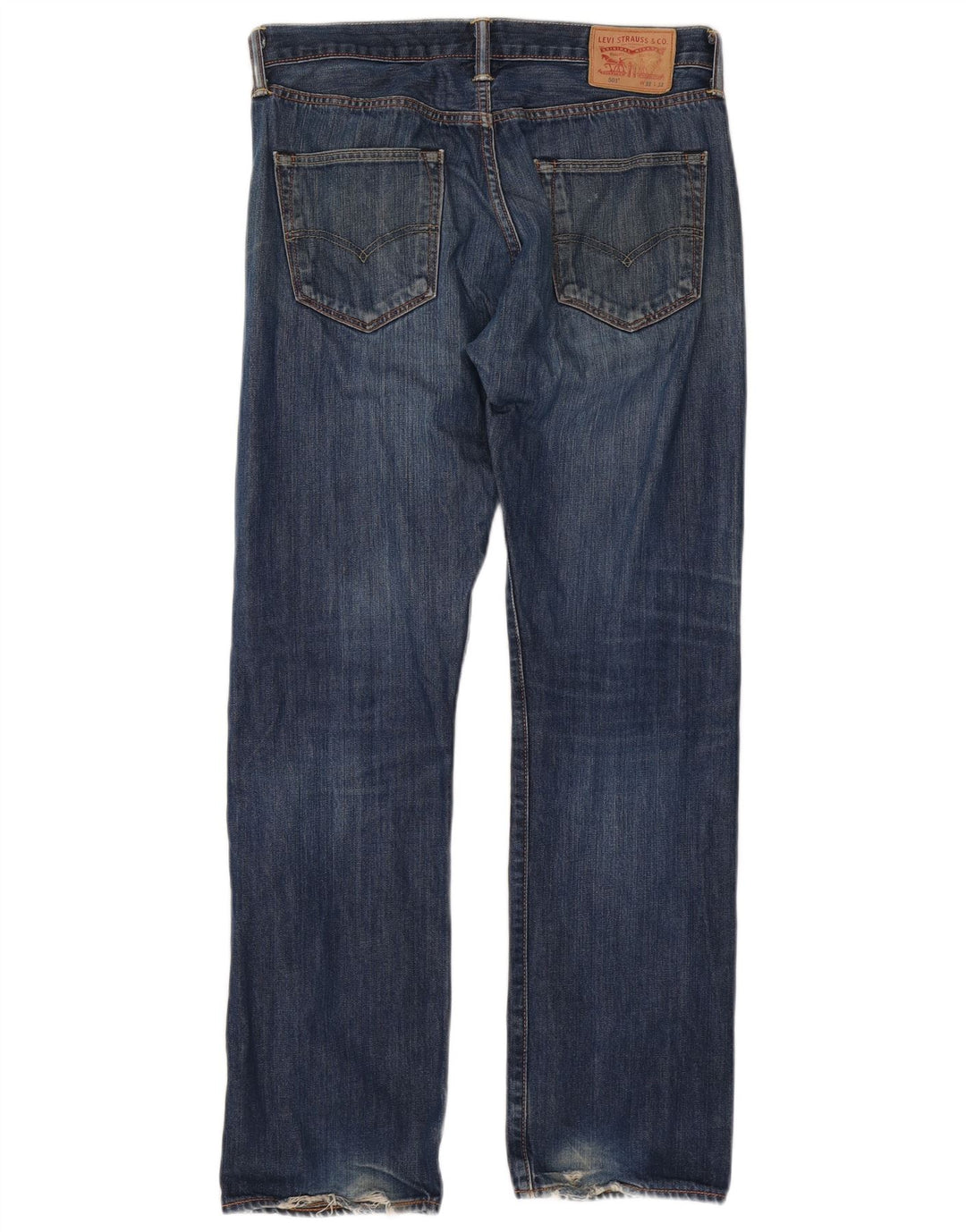 Levi's Mens 501 Distressed Straight Jeans W32 L32 Blue Cotton