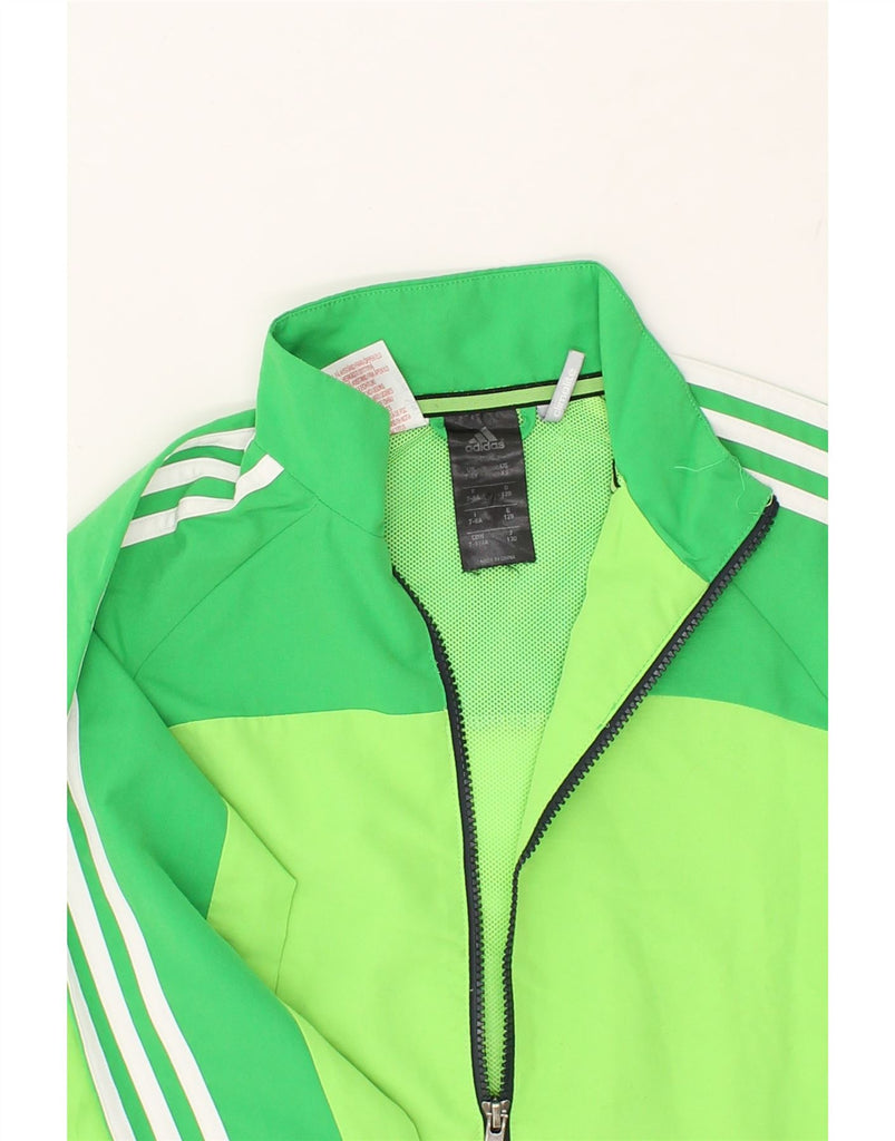 ADIDAS Boys Tracksuit Top Jacket 7-8 Years Green Colourblock Polyester | Vintage Adidas | Thrift | Second-Hand Adidas | Used Clothing | Messina Hembry 