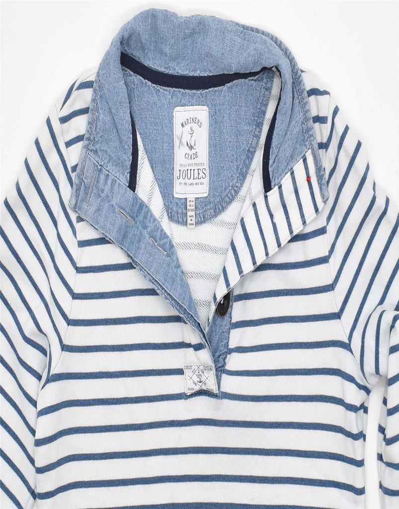 JOULES Womens Oversized Button Neck Sweatshirt Jumper UK 6 XS Blue Striped | Vintage | Thrift | Second-Hand | Used Clothing | Messina Hembry 