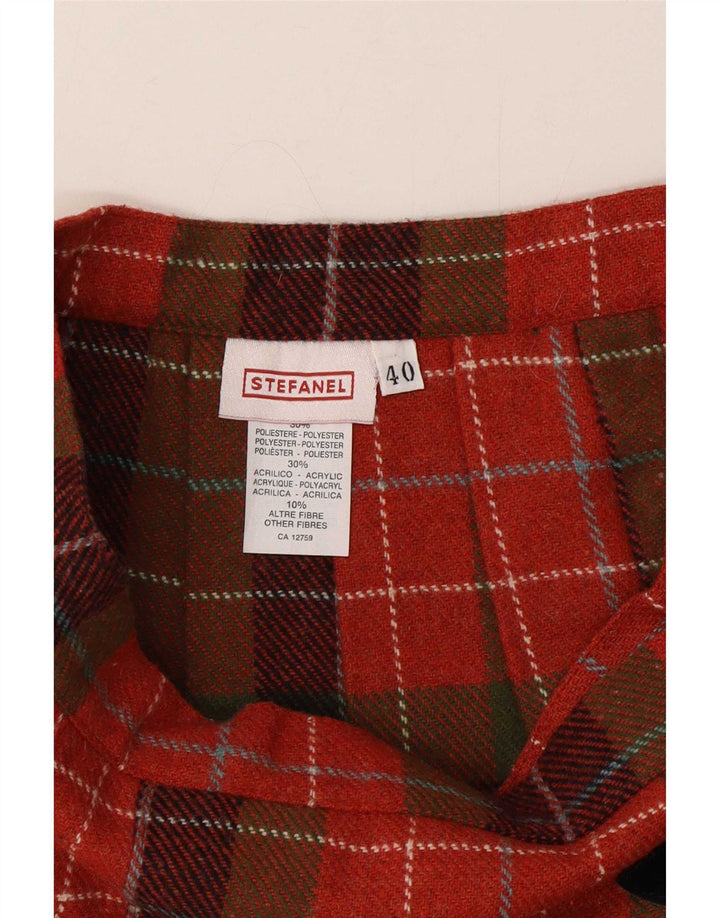 Stefanel Womens Mini Wrap Skirt IT 40 Small W26 Red Check Polyester