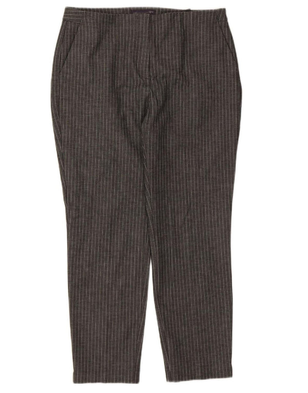 Marks & Spencer Womens Chino Trousers UK 14 Large W32 L26 Grey Pinstripe