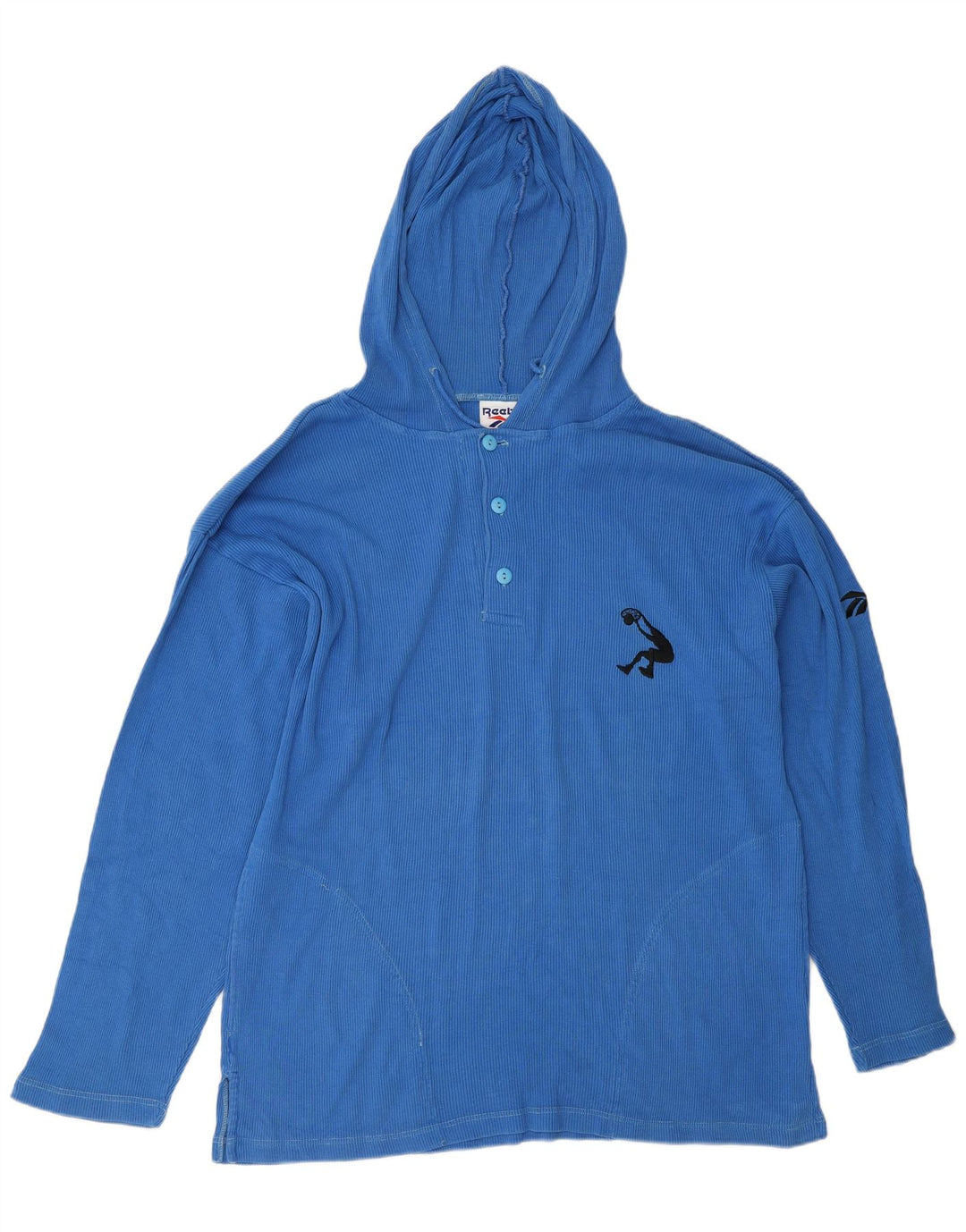 Reebok Mens Hooded Top Long Sleeve Medium Blue Cotton