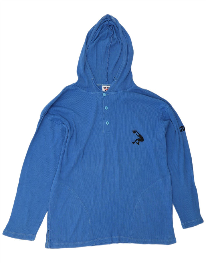 Reebok Mens Hooded Top Long Sleeve Medium Blue Cotton