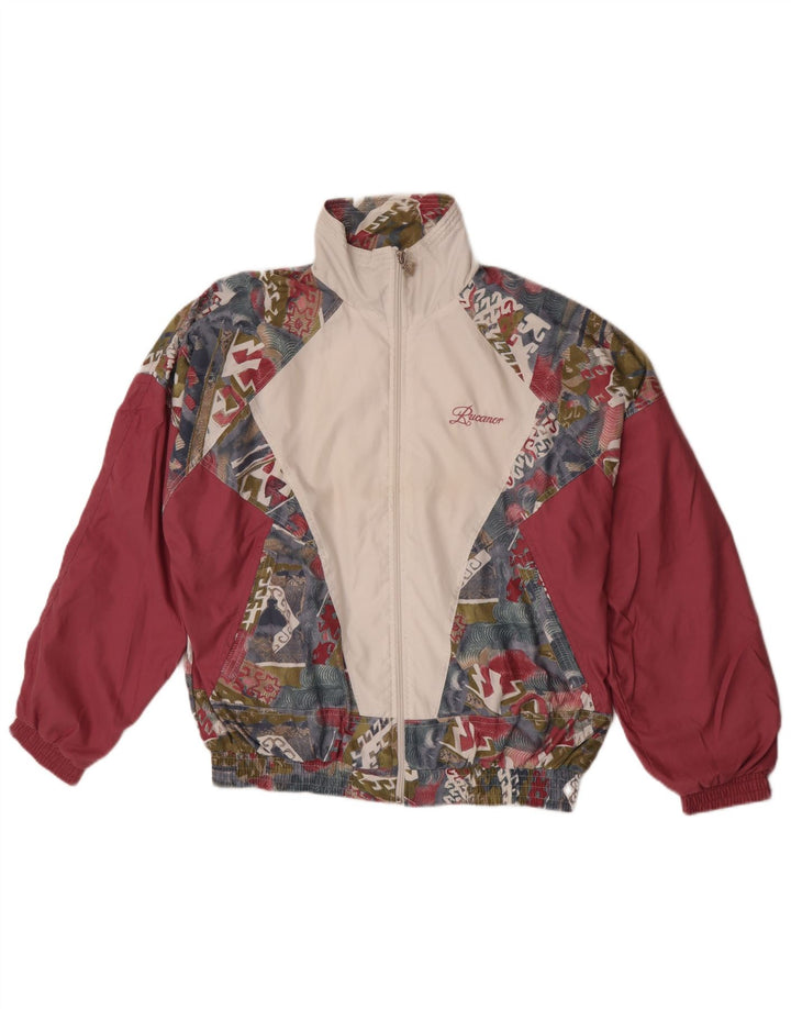Rucanor Womens Tracksuit Top Jacket UK 38/40 Medium Maroon Geometric