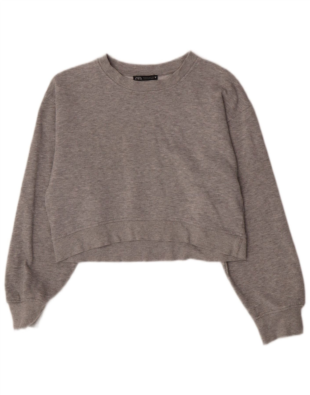 Zara Womens Crop Sweatshirt Jumper UK 12 Medium Grey