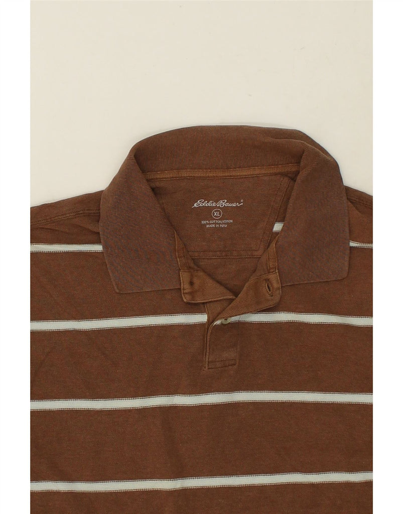 EDDIE BAUER Mens Polo Shirt XL Brown Striped Cotton | Vintage Eddie Bauer | Thrift | Second-Hand Eddie Bauer | Used Clothing | Messina Hembry 