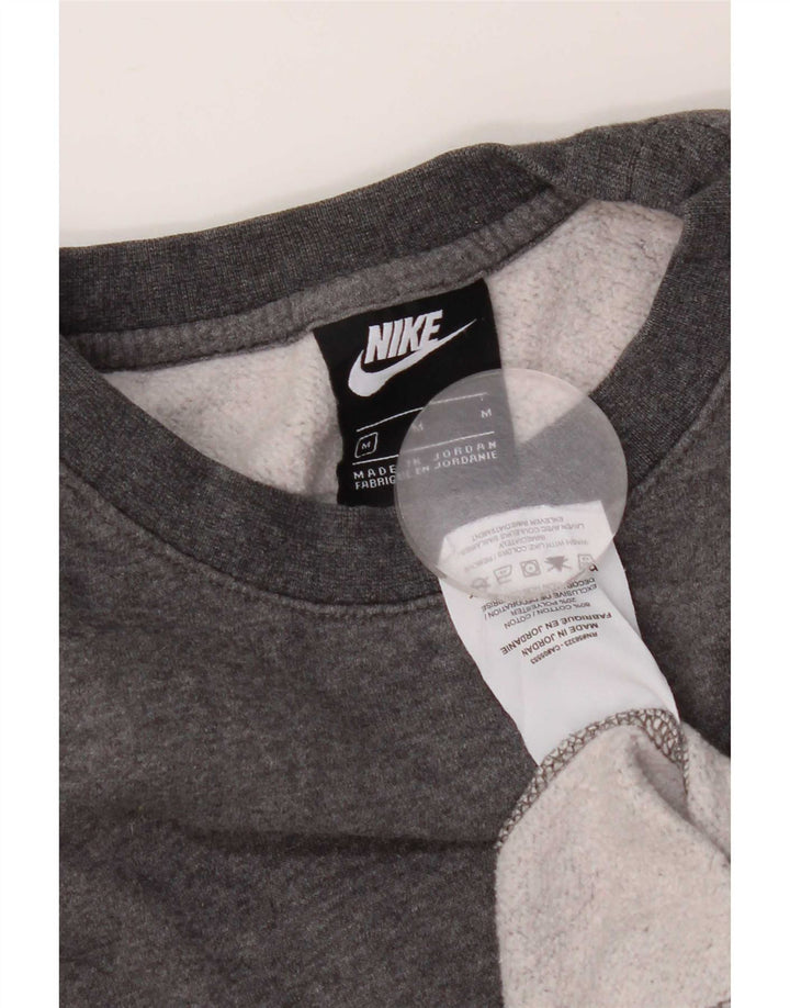 Nike Womens Oversized Sweatshirt Jumper UK 14 Medium Grey Cotton