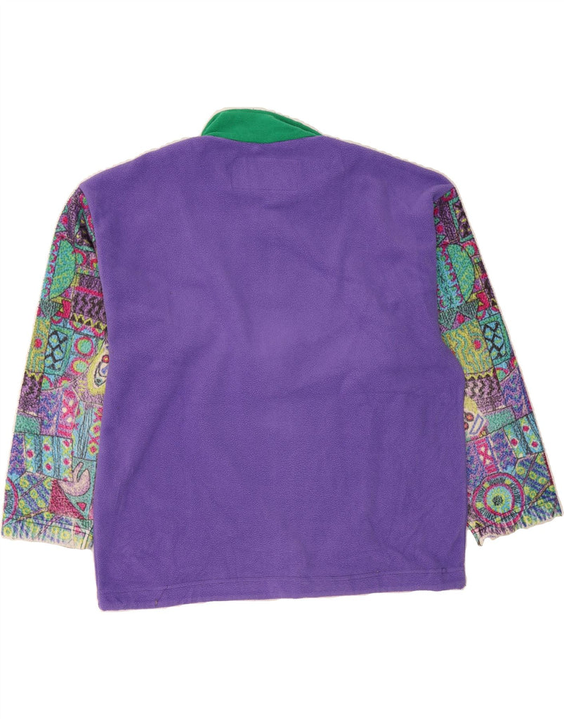 SUN'S LIFE Womens Zip Neck Fleece Jumper UK 20 2XL Purple Colourblock Vintage Sun's Life and Second-Hand Sun's Life from Messina Hembry 