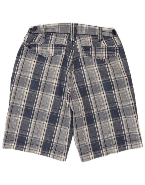 Outsider Mens Chino Shorts W30 Medium Blue Check Cotton