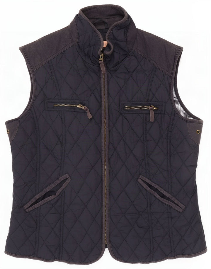 John Lewis Womens Quilted Gilet UK 16 Large Navy Blue Polyester