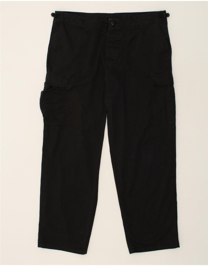 VINTAGE Mens Straight Cargo Trousers 2XL W40 L30  Black Polyester | Vintage Vintage | Thrift | Second-Hand Vintage | Used Clothing | Messina Hembry 