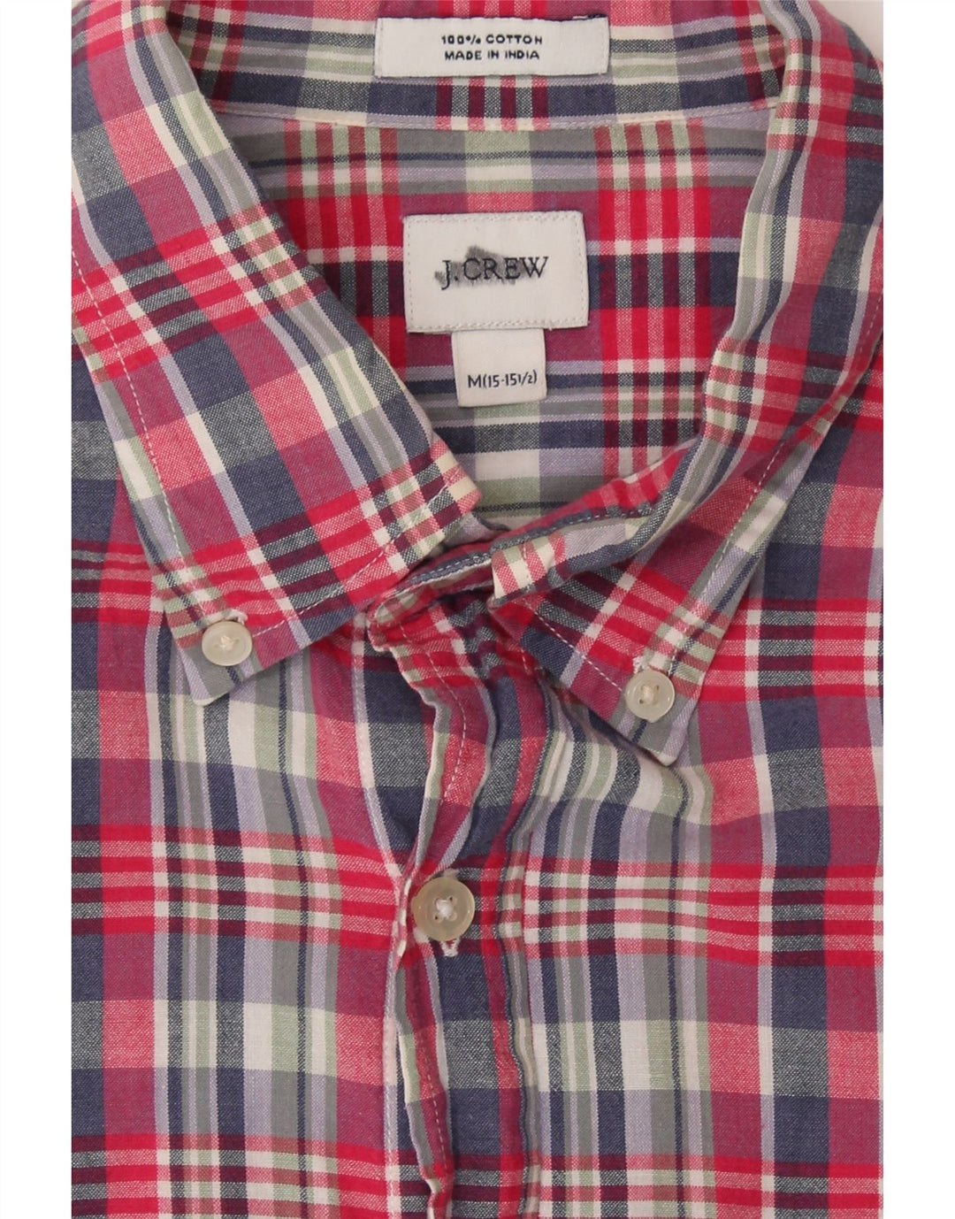 J. CREW Mens Shirt Size 15 1/2 Medium Red Check Cotton Vintage J. Crew and Second-Hand J. Crew from Messina Hembry 