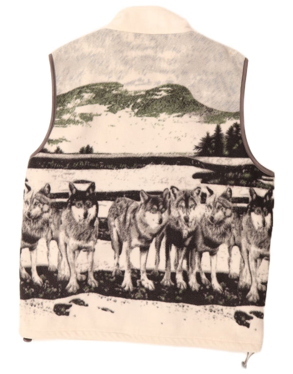 Atlas For Men Mens Graphic Fleece Gilet UK 44 2XL Off White Polyester