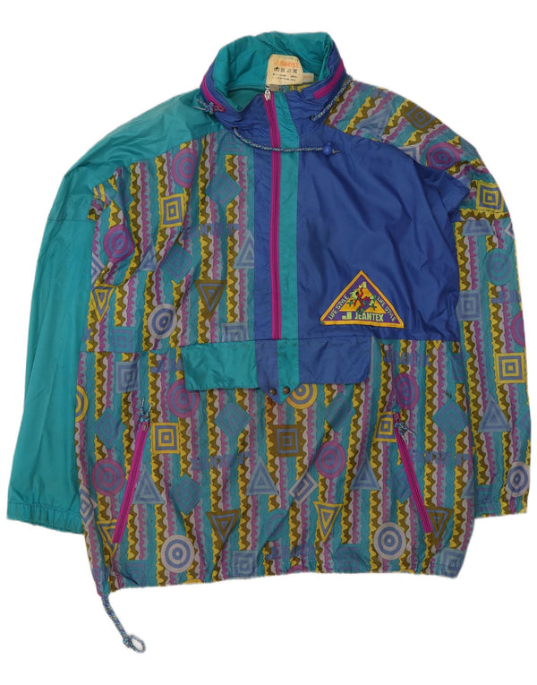 J Jeantex Mens Hooded Rain Jacket IT 50/52 Large Multicoloured Geometric