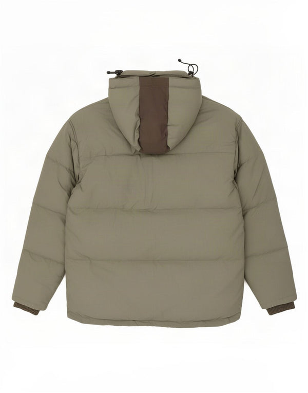 Fila Mens Hooded Padded Jacket UK 40 Large Green Colourblock Polyester