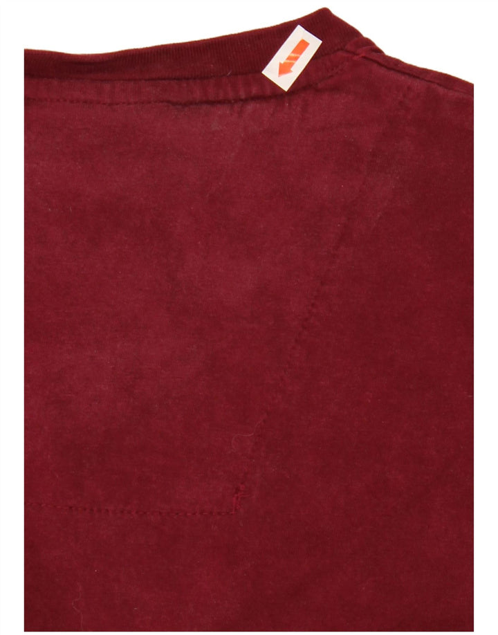 PIERRE CARDIN Womens T-Shirt Top UK 14 Medium Maroon Cotton