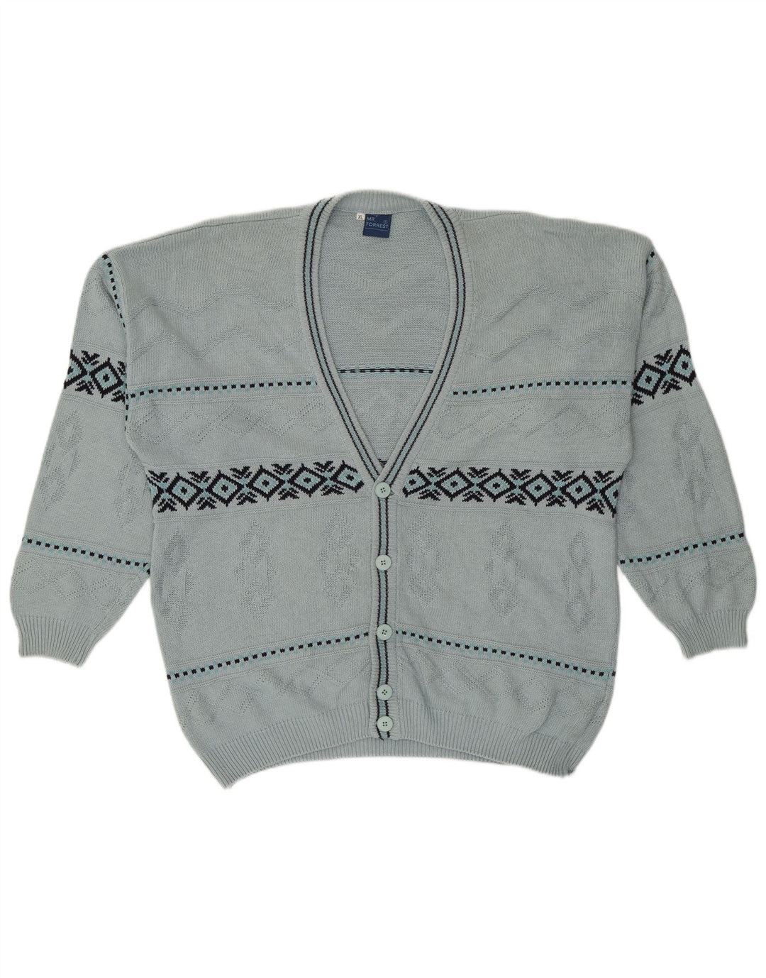 Mr. Forrest Mens Cardigan Sweater XL Blue Geometric Cotton