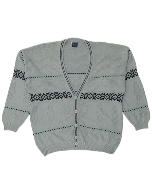 Mr. Forrest Mens Cardigan Sweater XL Blue Geometric Cotton