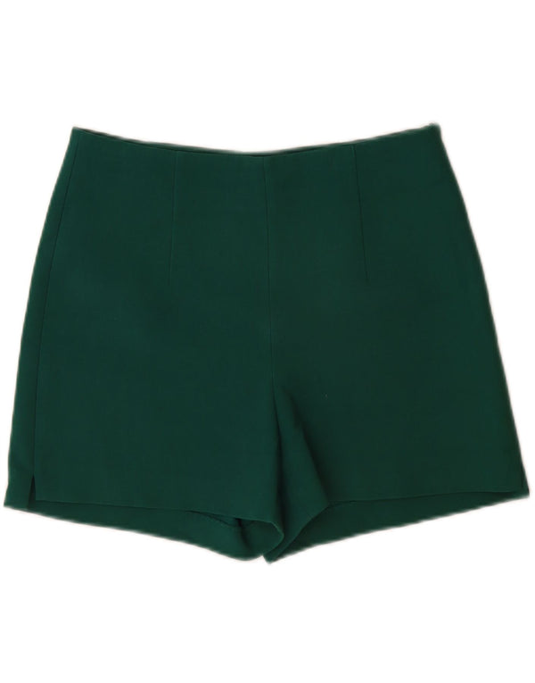 Zara Womens High Waist Casual Shorts Medium W28  Green Polyester