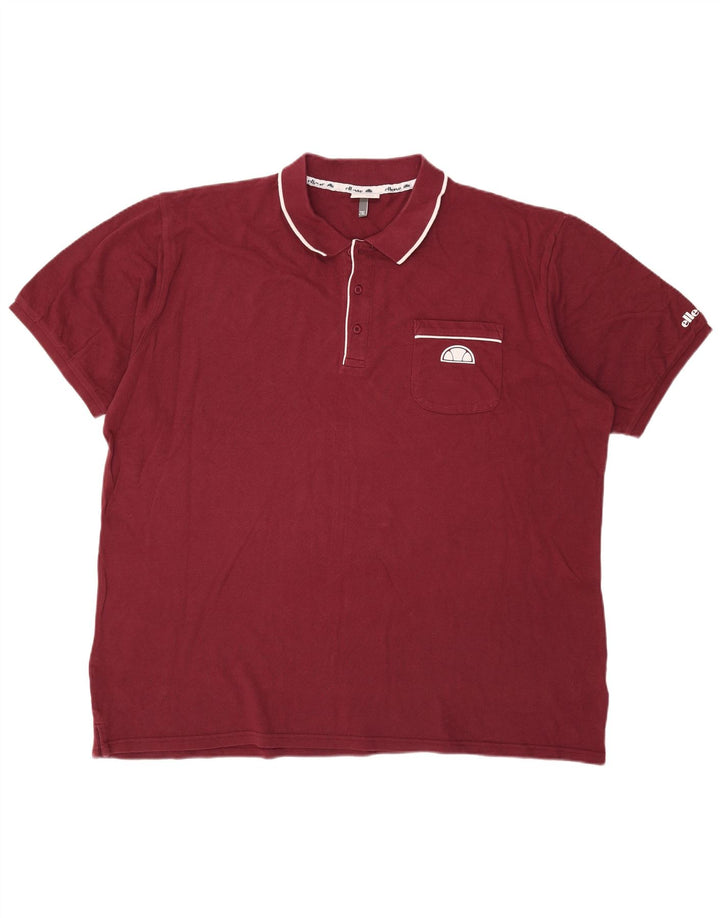 Ellesse Mens Polo Shirt 2XL Burgundy Cotton
