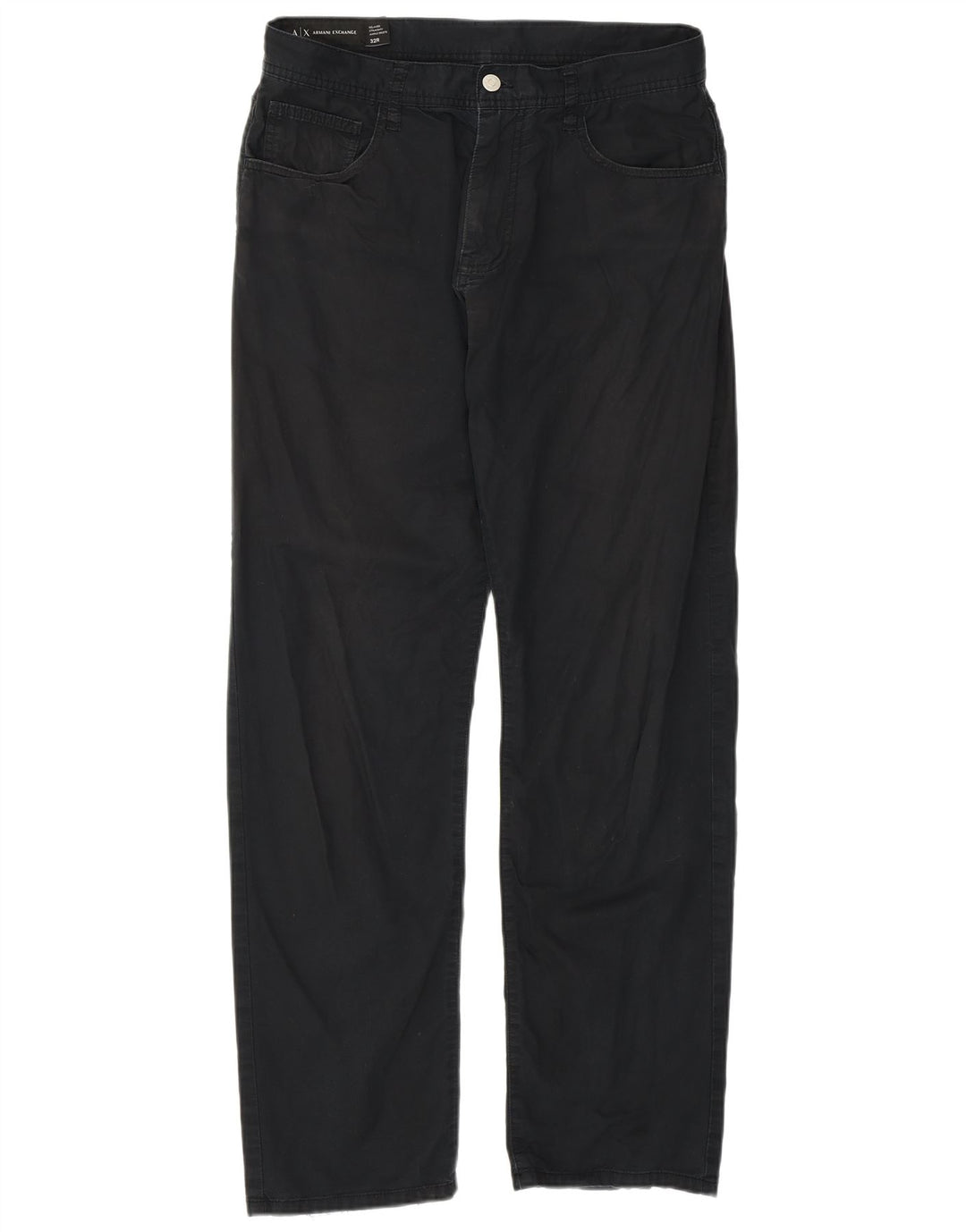 Armani Exchange Mens Straight Casual Trousers W32 L30 Black Cotton
