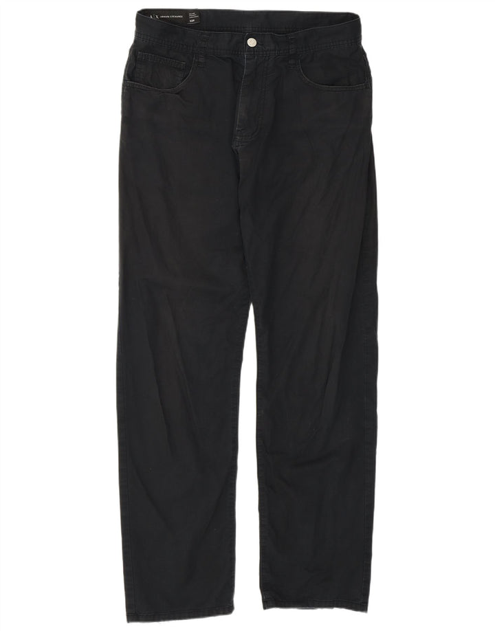 Armani Exchange Mens Straight Casual Trousers W32 L30 Black Cotton