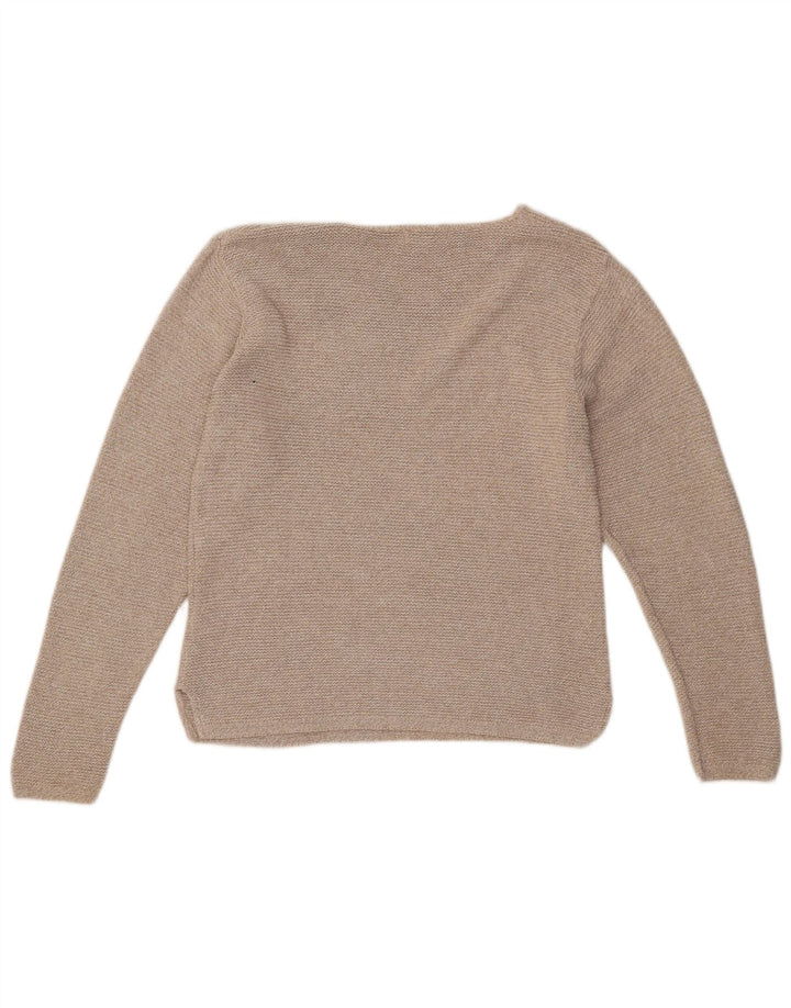 ORVIS Womens V-Neck Jumper Sweater UK 10 Small Beige Cotton
